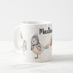 Mug Illustration de moineau mignon d'hiver