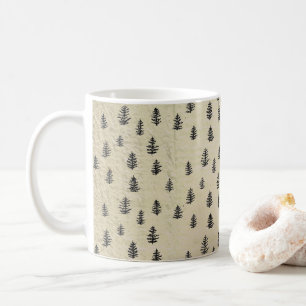 Mug Illustration de montagne arborée motif rustique
