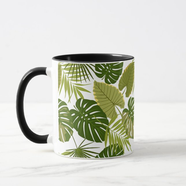 Mug Illustration de motif d'été avec feuilles vertes t (Gauche)