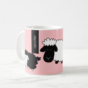 Mug Illustration de moutons mignons noir et blanc sur