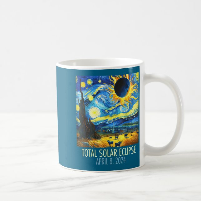 Mug Illustration de nuit étoilée d'éclipse solaire tot (Droite)