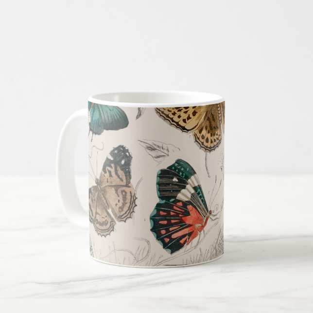 Mug Illustration de papillon antique : 1820 Orfèvre (Devant gauche)