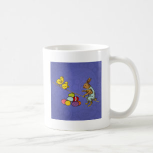 Mug Illustration de Pâques : le lapin couve des œufs