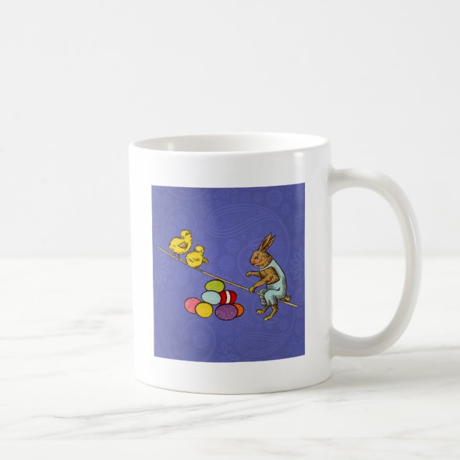 Mug Illustration de Pâques : le lapin couve des œufs (Droite)