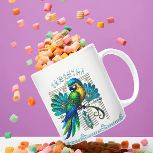 Mug Illustration de perroquet Art Déco coloré