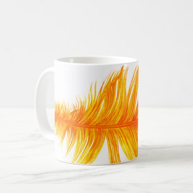Mug Illustration de plume dorée radieuse (Devant gauche)