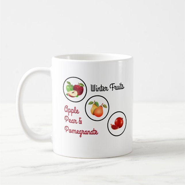 Mug Illustration de pomme, poire et grenade (Gauche)