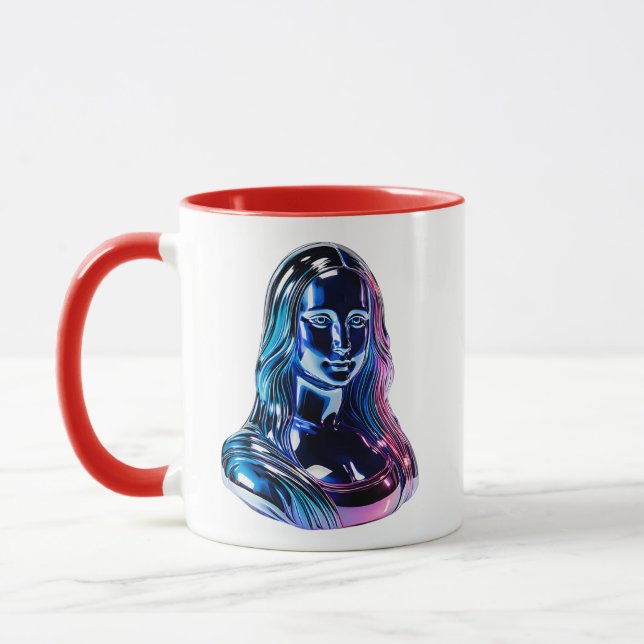 Mug Illustration de portrait féminin de style néon (Gauche)