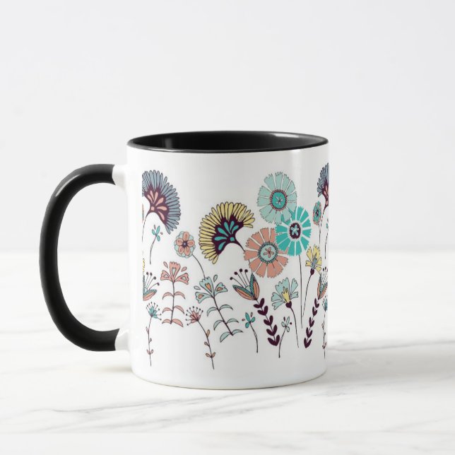 Mug Illustration de Prairie de Fleurs Sauvages Bohème  (Gauche)