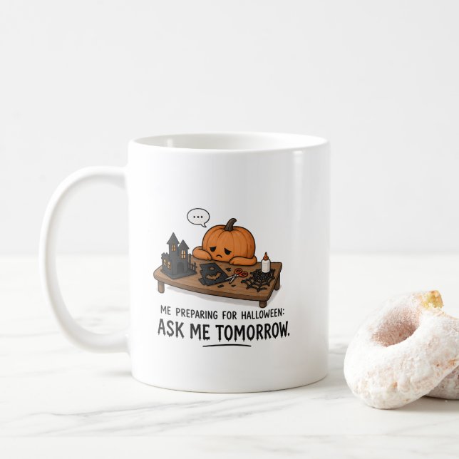 Mug Illustration de préparation de Halloween de citrou (Avec donut)