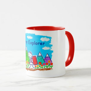 Mug Illustration de randonnée de personnage bâtonnet e