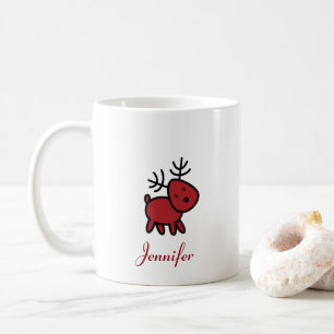 Mug Illustration de Red Christmas Reindeer personnalis