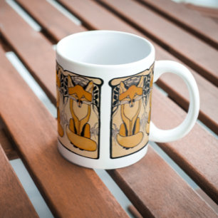Mug Illustration de renards Art Nouveau   Faune forest