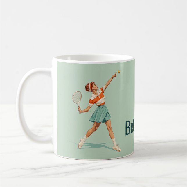 Mug Illustration de service de tennis vintage (Gauche)