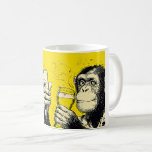 Mug Illustration de singe drôle prenant un selfie – Ch