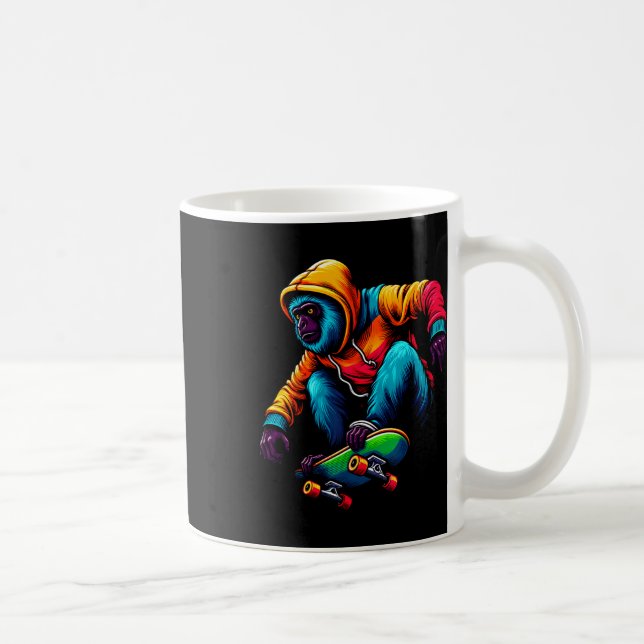 Mug Illustration de singe hurleur funky cool en skateb (Droite)