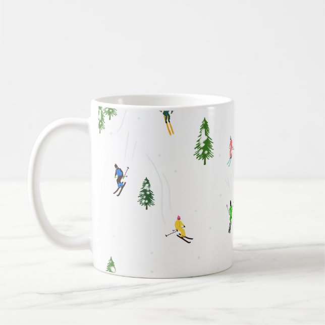 Mug Illustration de skieurs alpins colorés (Gauche)