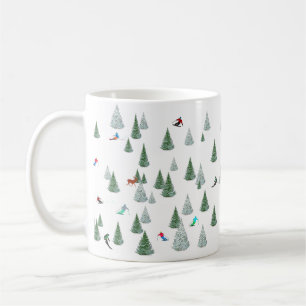 Mug Illustration de skieurs en descente