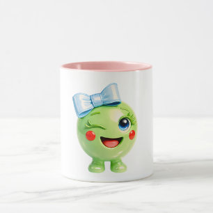 Mug Illustration de smiley vert mignon