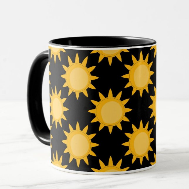 Mug Illustration de soleil brillant sur fond noir moti (Créateur téléchargé)