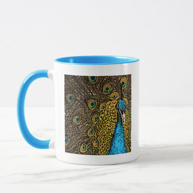 Mug Illustration de splendeur de paon (Gauche)