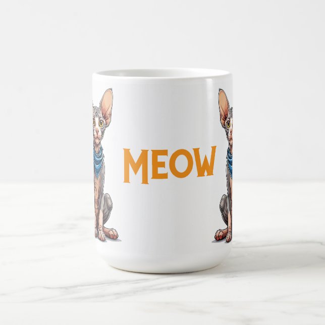 Mug Illustration de style cartoon d'un chat Sphynx (Centre)