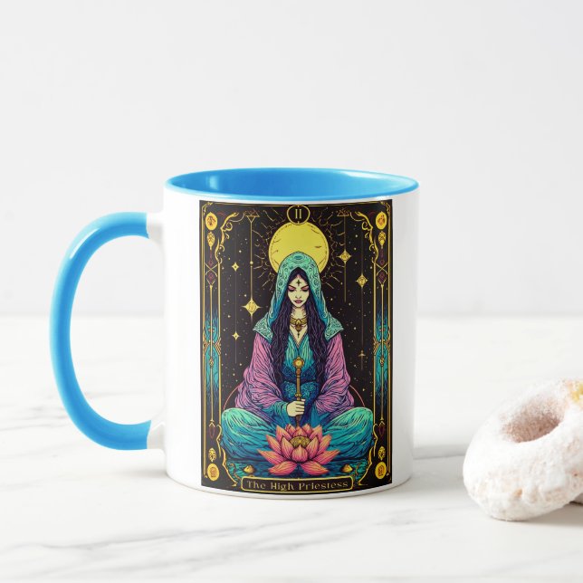 Mug Illustration de Tarot, la Grande Prêtresse (Avec donut)