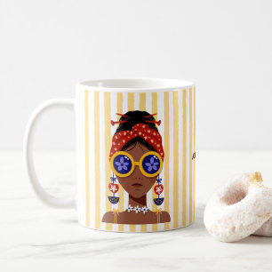 Mug Illustration de tête de femme colorée sur affiche 