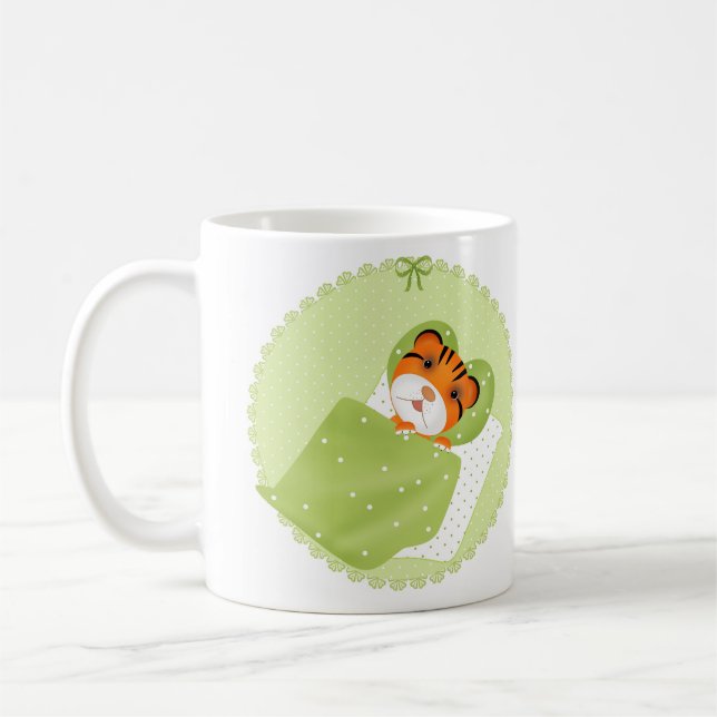 Mug Illustration de tigre au lit impression enfantine  (Gauche)