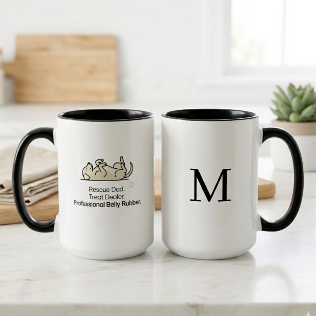 Mug Illustration de trafiquant de friandises pour papa (A funny rescue dog dad mug for a proud pet parent to enjoy on Father's Day morning.)