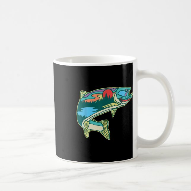 Mug Illustration de truite naturelle Pêche à la mouche (Droite)