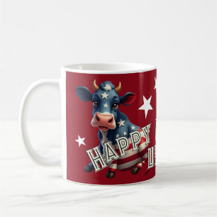 Mug Illustration de vache au drapeau américain patriot