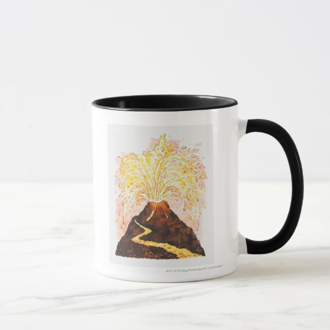 Mug Illustration de volcan éclatant (Droite)