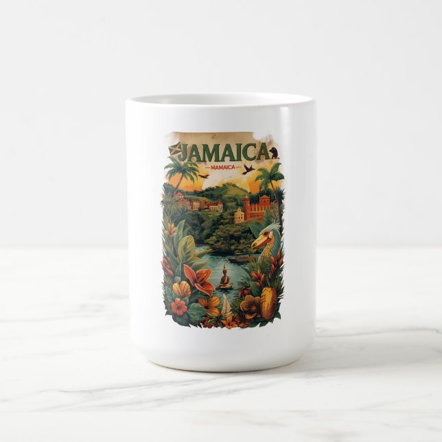 Mug Illustration de voyage à la Jamaïque de style vint (Centre)