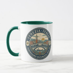 Mug Illustration de voyage de Venise Italie Badge d'ar