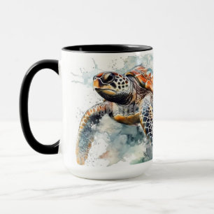 Mug Illustration d'éclaboussure de tortue marine majes