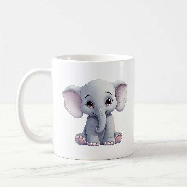 Mug Illustration d'éléphant de dessin animé (Gauche)