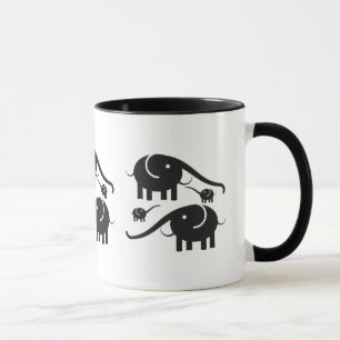 Mug Illustration d'éléphant en cuir noir