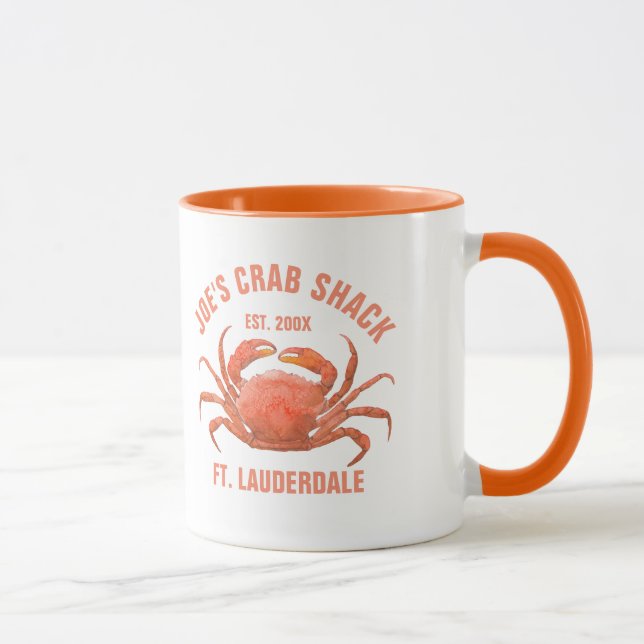 Mug Illustration des aquarelles Coral-Rouge Crabe (Droite)