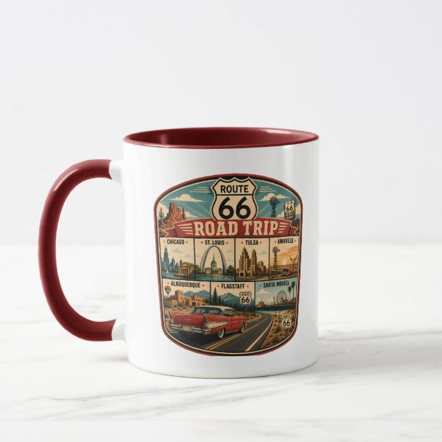 Mug Illustration des monuments de la route 66 - Badge  (Gauche)