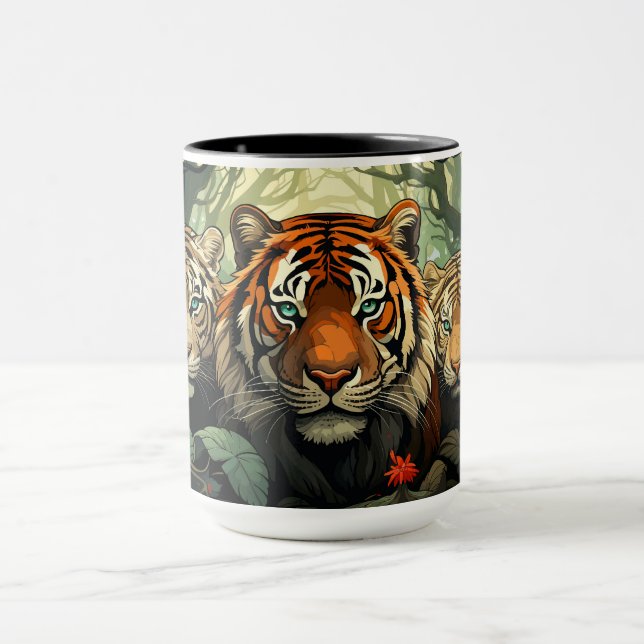 Mug Illustration des tigres monogrammes personnalisés (Centre)