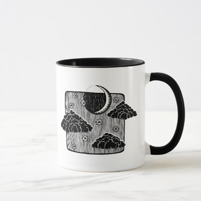 Mug Illustration dessinée à la main du ciel nocturne a (Droite)