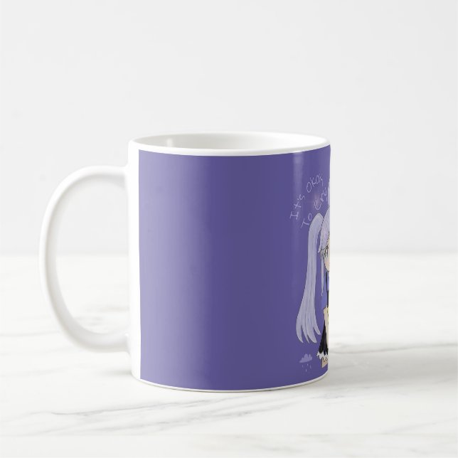 Mug Illustration dessinée à la main d'une fille triste (Gauche)