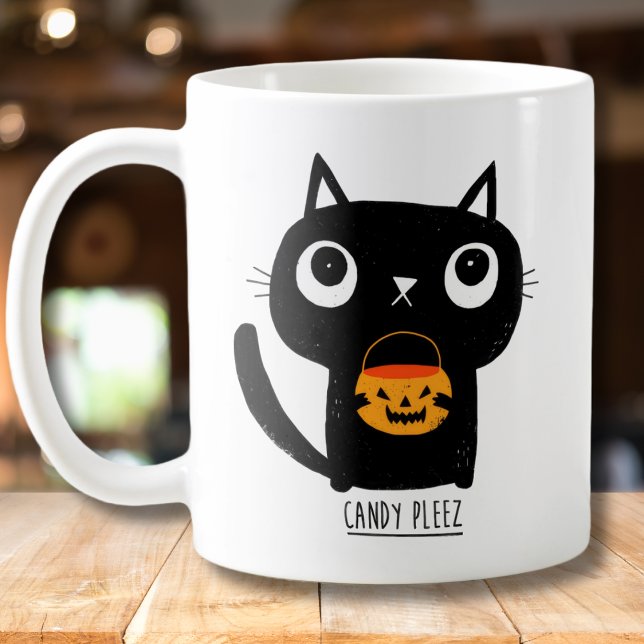 Mug Illustration d'Halloween de chat noir mignon Candy (Créateur téléchargé)