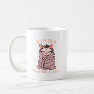 Mug Illustration d'humour froid de chat Sphynx grinche