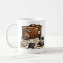 Illustration d'objets essentiels de voyage vintage