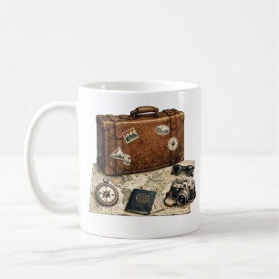 Mug Illustration d'objets essentiels de voyage vintage