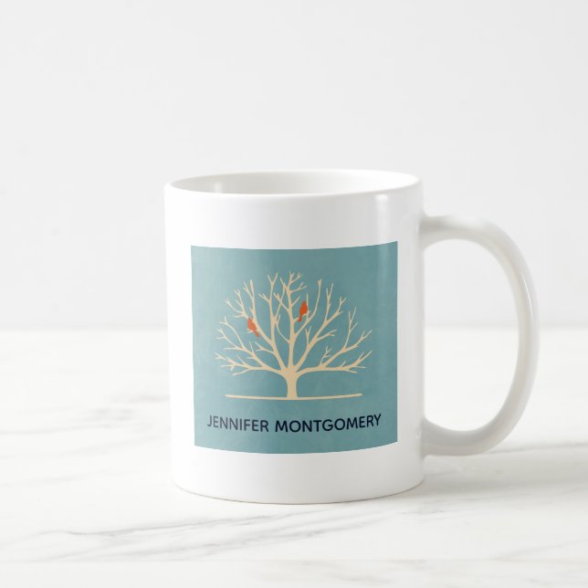 Mug Illustration d'Oiseaux oranges modernes dans un gr (Droite)