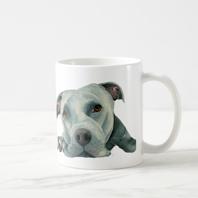 Mug Illustration douce d'aquarelle de chien de pitbull (Droite)