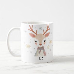 Mug Illustration Douce de Renne   Art de Noël Délicat